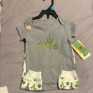 Gray Baby Onesie with Cactus Print